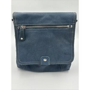 Vintage Fossil Bag Teal Blue Pebbled Leather Flap Crossbody Purse Y2K NO STRAP